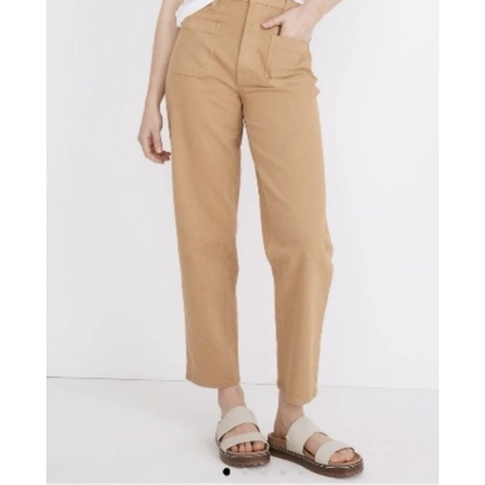 Madewell Balloon Pants Womens High Rise Cropped Tan Pants Size 25 Patch Pocket
